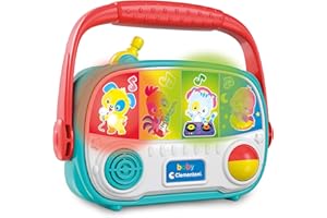 Clementoni Baby Baby Radio, Radiolina Neonati 6+ Mesi, Centro attività Interattivo, Gioco con 4 Generi Musicali, Effetti Luminosi, Stimola Sviluppo Psicomotorio e Cognitivo, Lingua Italiana, 17439