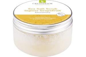 ‎GREENDOOR GREENDOOR Körperpeeling Meersalz Ingwer Grapefruit 280g, natürliches Salz-Peeling ohne Mikroplastik, Natur Duschpeeling ohne Konservierungsmittel, Body Scrub, Sauna-Salz