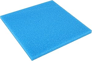 Wacredo Mousse filtrante pour aquarium et systèmes de filtration de bassin (50 x 50 x 3 cm – 10PPI (grossier), bleu).