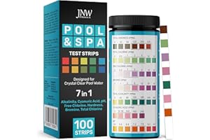 Pool and Hot Tub Test Strips - 7 in 1 Pool and Spa Test Strips, Quick and Accurate 100 Bromine, pH, Hardness, Alkalinity & Chlorine Test Strips, with Ebook - Pool Water Testing Kit - JNW Direct