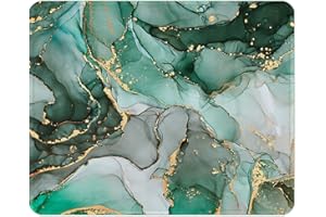 ITNRSIIET Tapis de Souris Gaming Tapis Souris avec Bord Cousu et Base en Caoutchouc Antidérapante, Surface Spéciale Texturée Résistant à Usure, 260 x 210mm Epaisseur 3mm,Texture marbre Vert