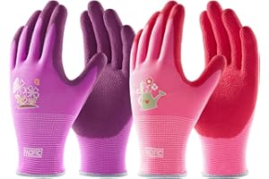 PACIFIC PPE PACIFIC 2 paia di guanti da giardinaggio per donne e donne, guanti da giardino rivestiti in gomma, guanti da lavoro protettivi per esterni, piccoli, viola e rosso