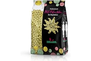 Dermawax Koraliki woskowe do skóry wrażliwej, do stosowania bez pasków woskowych, do profesjonalnego usuwania włosów, twarzy, nóg, bikini, intymnych, brazylijskie (500 g)