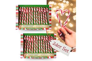 Bada Bing 24er Set Zuckerstangen essbar mit traditionellem Pfefferminz Geschmack - Lollie gestreift als Baumschmuck Weihnachten - Candy Canes Bonbons Weihnachtssüßigkeiten - Weihnachtsdeko Fenster