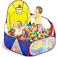 Eocolz Kids Ball Pit Large Pop Up Childrens Ball Pits Tent for Toddlers Playhouse Baby Crawl Playpen with Basketball Hoop and Zipper Storage Bag, 4 Ft/120CM, Balls Not Included (Blue)