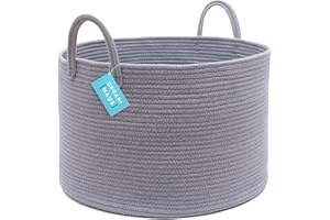 OrganiHaus Aufbewahrungskorb, Korb für Spielzeug, Wäschekorb Geflochten aus Baumwolle mit Griffen, Handtuchkorb für Badezimmer, Aufbewahrungskorb Geflochten für Wohnzimmer 50x33cm, Grau