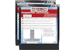 M&H-24 Filtros Campana Extractora Universal con Carbón Activo - Filtros Doble de Carbón Activo y Filtros Antigrasa - Filtros Universal para Cualquier Tipo de Campanas de 60 cm Cortable 2 Piezas