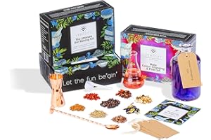 Vemacity Kit Definitivo ® per Fare il Gin - Set Gin Tonic per Preparare 10 Bottiglie di Gin Classico e Rosa. Perfetto Kit Regalo. | 13 Spezie, Ricettario & Accessori Bar Oro Rosa.