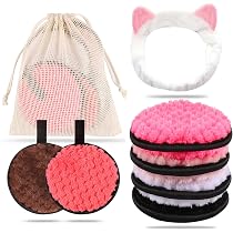 6er Set Wiederverwendbare Make-up-Entferner Aus Polyester – Waschbar Bei 40°C, Wabenstrukturiert, Für Alle Hauttypen