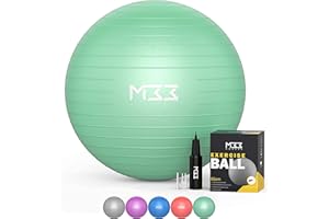 Mode33 Exercise Ball - 55 to 85cm Extra Thick Anti-Burst Yoga Ball with Hand Pump - Gym Ball for Fitness, Pilates, Pregnancy, Labour, Birthing Ball, Swiss Ball (L (75cm), lime green