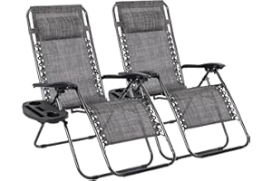 T-LOVENDO.ES T-LoVendo Pack 2 Tumbonas o Sillas de Exterior Plegables para jardín, Playa, Piscina, terraza. Gravedad Zero 2 Unidades, Acero Ligero, Portavasos y Reposacabezas.
