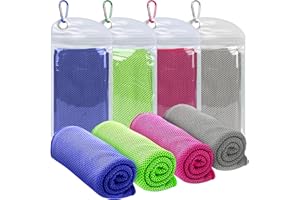 Arqumi Cooling Towel - 4 Pack Soft Breathable Ice Towel Microfiber Cold Towel Chilly Towel for Yoga, Sport, Gym, Workout, Camping, Fitness, Running & More Activities (40x12 inch, Mixed Color)