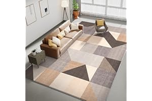 HOMFINE Marrone Tappeto Salotto Moderno 160x230 cm (Spugna Addensata) Tappeto Soggiorno Lavabile in Lavatrice Pelo Corto Grandi Tappeti Antiscivolo Classico Carpet Rug per Camera da Letto, Sala