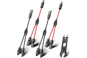 PowMr 2 Paar Solarkabel Y-Verteiler 6mm2 Solarpanel-Kabel MMF+FF für Parallel Photovoltaik-Anschluss Solarpanel Kabel (2 Rot + 2 Schwarz + Schraubenschlüssel)