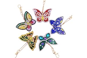 MINGSH Diamond Painting Keychain Kits 5 pcs Key Pendant,Special Small Diamond DIY Art Craft for Kids and Adult.for Key Chain,Bag,Home Decoration ect