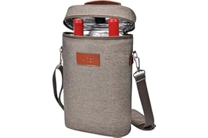 Kato Tirrinia Bolsa enfriadora de Vino aislada, Bolsa enfriadora de 2 Botellas, Bolsa de Vino Bolsas de Bebidas Reisenthel con asa y Correa Ajustable para el Hombro, Regalo para los Amantes del Vino