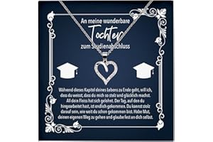 22Feels Echt Silber 925 - Originelle Schmucksets zum Hochschulabschluss - Herz Halsketten mit Botschaftskarten Made In Germany