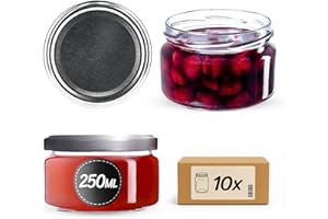 KADAX Set di 10 barattoli per marmellata da 250 ml con tappo a vite, Ø 82 mm, in argento, ermetici, lavabili in lavastoviglie, ideali per marmellate, chutney, verdure in salamoia, carne, torte e