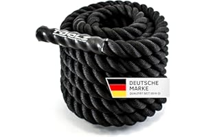 ‎TOOLZ TOOLZ ® Battle Rope, Sports Rope for Strength Endurance Training, Black, Length: 12 m, Diameter: 35 mm, Weight: 10 kg