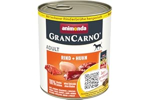 Animonda GranCarno 82741 Mokra Karma z Kurczakiem i Wołowiną dla Dorosłych Psów, 6 x 800 g