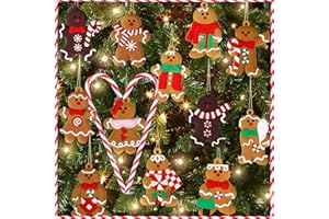 ZEIHOO 14Pcs Decoracion Colgante de arbol de Navidad, Adornos navidenos de Hombre de Jengibre, DIY Adornos Muneco Arbol Navidad Colgantes, Decoracion navidena, Juego de Adornos para el arbol de Navidad