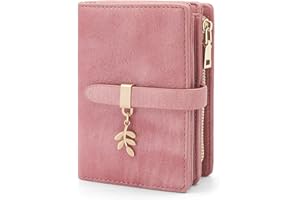 HNOOM Carteras de Mujer Cuero PU Monedero Muje Pequeñas Formato Corto Billeteras para Mujer Bloqueo RFID Cartera, Monederos Tarjetero con 19 Ranuras para Tarjetas y Monedero Cremallera (Rosa)