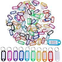 100x Etichette Portachiavi In Plastica - 10 ColorI - Con Anello Metallico - Per Chiavi, Valigie E Animali - Foto 7