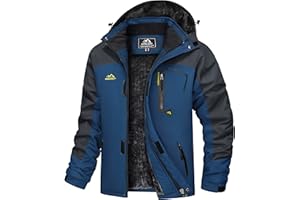 TACVASEN Impermeabile Giacca da Montagna in Pile da Uomo Giacca da Sci Calda Multi-Tasche