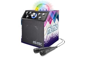 Mi-Mic Cube Speaker, Kids Karaoke Machine And Disco Cube Speaker, Portable With Bluetooth, Microphone, Led Lights And Echo,