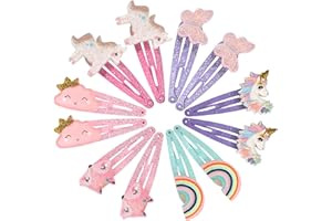 PinkSheep Barrettes à cheveux licorne, 6 paires/12 packs d'épingles à cheveux arc-en-ciel en forme de nuage, pinces à cheveux mignonnes pour bébés, filles, ados et enfants