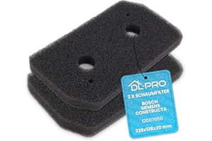 DL-pro - Filtro de espuma para secadora (228 x 128 mm, 2 unidades, para Bosch Siemens 12007650, para secadora), serie 4, serie 8, HomeProfessional iSensoric