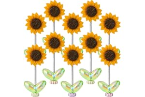 Tomorotec 10pcs Sunflower Car Dashboard Decoration for Cars & Versatile Use in Home or Office Settings, Easy-to-Install Charming PVC Resin Figurines for Mood Enhancement and Everyday Joy