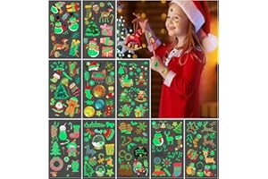 AIRNOGO Tatuaggi per Bambini 120 Tatuaggi Temporanei Natale Luminoso, Kit Tatuaggi Finti per Bambini e Bambina, Natale Decorazioni Adesivi per Idee Regalo Bambini Trucco Gadget per Festa del Gioco Compleanno
