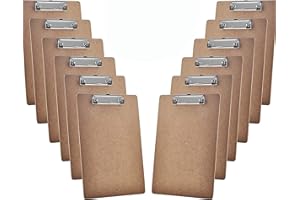 Acrimet Portapapeles Tamaño Carta A4 (33cm X 23cm) Clip de Perfil Bajo, Hecho de MDF (Fibra Rígida de Madera Marrón) (Paquete de 12)