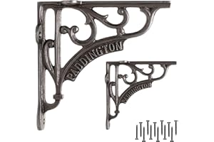 EDUWURXS Industrial Cast Iron Shelf Brackets 6x6” | Heavy Duty Wall Brackets for Shelves (Pack of 2) | Rustic Shelf Supports for Kitchen, Living Room & More (Paddington)