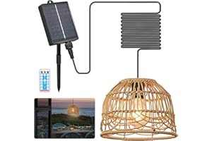 BRIMETI Lampada Solare da Esterno, Lampada a Sospensione Solare, Lampadario Solare IP65 Impermeabile con Telecomando Dimmerabile Lampade Solari con Timer, per Balcone Giardino (Con Cavo da 5 Metri)