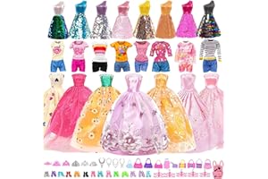 FCXQG 63 Pcs Ropa y Accesorios para Muñeca Ropa para 29cm Muñecas Accesorios Barby Ropa para Muñecas Ropa y Accesorios 14 Conjuntos 1 Mochila 18 Accesorios 10 Joyas 10 Bolsos 10 Pares De Zapatos