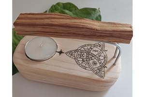 ARTSOJA YA-DECOREGALOS Quemador de Palo Santo Nudo de Bruja Antiguo + Varillas + 1 Palo Santo y Vela de te, Elimina Malas ENERGIAS, CREA Ambiente Relajado y de Paz