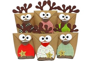 Papierdrachen Adventskalender 2025 zum Befüllen - 24 Rentiere aus Kraftpapier - bunte Muster - inkl. Zubehör - DIY Set zum Basteln & Gestalten
