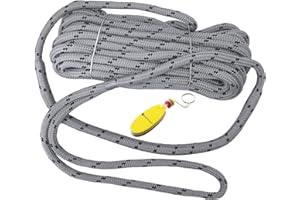 Corde Amarrage 8m x 14mm avec Amortisseur en Caoutchouc, Corde en Polyester tressée, Boucle épissée de 60 cm à Une extrémité, Cordages pour Bateaux, Yacht, SmartProduct — 1 pièce Gris