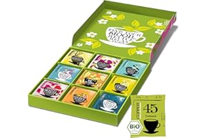 ‎CUPPER Cupper Bio Tee Geschenkset, Tee Set, Geschenkidee, Bunte Teebox mit 9 verschiedenen Sorten, Kollektion ausgewählter Kräuter- und Früchtetees (1 Box, 45 Teebeutel)