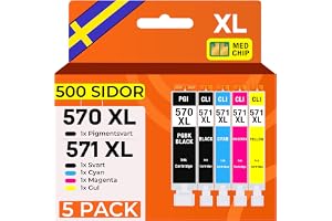 Supply Guy 5 XL bläckpatroner kompatibel med Canon PGI-570 CLI-571 för MG5700 MG5750 MG5751 MG5752 MG5753 MG6800 MG6850 MG685