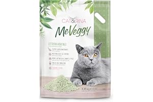 Cat&rina MeVeggy - Arena Vegetal para Gatos de 7,5 l de Larga duración. Arena Natural y aglutinante, desechable en orgánico o en el Inodoro. Neutraliza los olores y no se Pega a Las Patas y el Pelo.