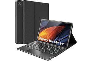 ‎CHESONA CHESONA Samsung Tablet A9 Plus Hülle mit Tastatur, Abnehmbare Magnetische Tastatur mit Smart Touchpad für Galaxy Tab A9+/A9 Plus 11 Zoll 2023, 2 BT Kanäles, Deutsches QWERTZ-Layout, Schwarz