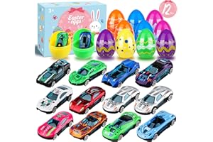 Hoarosall Ostern Geschenke Kinder 12 Stück Ostereier Zum Befüllen mit Legierte Rennwagen Ostereier Plastik 8,5cm*6cm für Osterkörbchenfüller Ostereierjagd für Osterthema Party Ostereier Deko