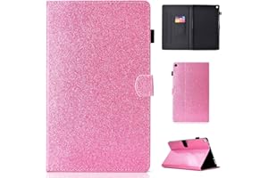 LMFULM® Case for Amazon Fire HD 10 2015/2017 (10,1 Inch) PU Magnetic Cover Shining Case Sleep/Wake Function Stent Function Holster Leather Case Flip Cover for Amazon Fire HD 10 Pink