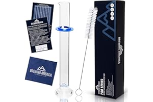 BREWING AMERICA Glass Hydrometer Test Tube Jar - Engineered Beaker for Specific Gravity Beverages, Distilled Alcohol, Moonshine, Homebrew Beer, Home Wine Making Kits. Borosilicate Cylinder