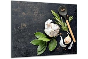 TMK ARTDEKO TMK - Plaque de protection pour cuisinière - 60 x 52 cm - En verre - Pour induction - Protection contre les éclaboussures - Plaque à découper décorative en ardoise