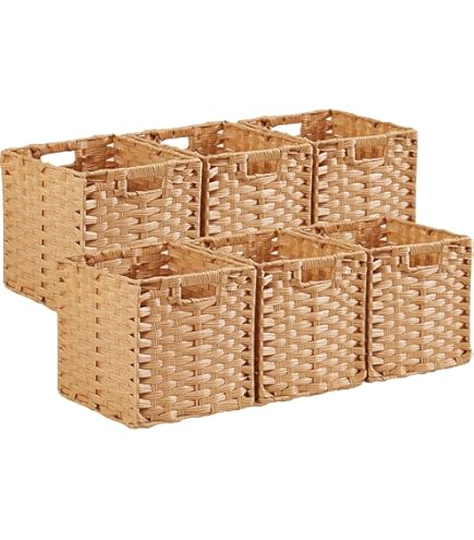 Mangata 31 cm Opbergkubusdozen voor 33 cm Kast, Rattan Effect Opbergmanden, Vlechtwerk Geweven Polyrattan Materiaal Kast Organizer, 31x31 cm, Schimmelwerend, Gemakkelijk schoon te maken