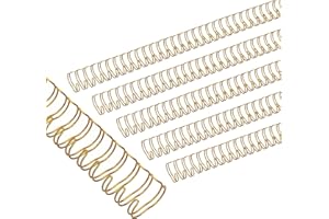PATIKIL 13mm (1/2") Peignes de reliure à double boucle en fil métallique, 50 pcs Bobines de reliure à double boucle en métal Capacité de 100 feuilles Pas de 3:1 32 Anneaux de reliure, Or